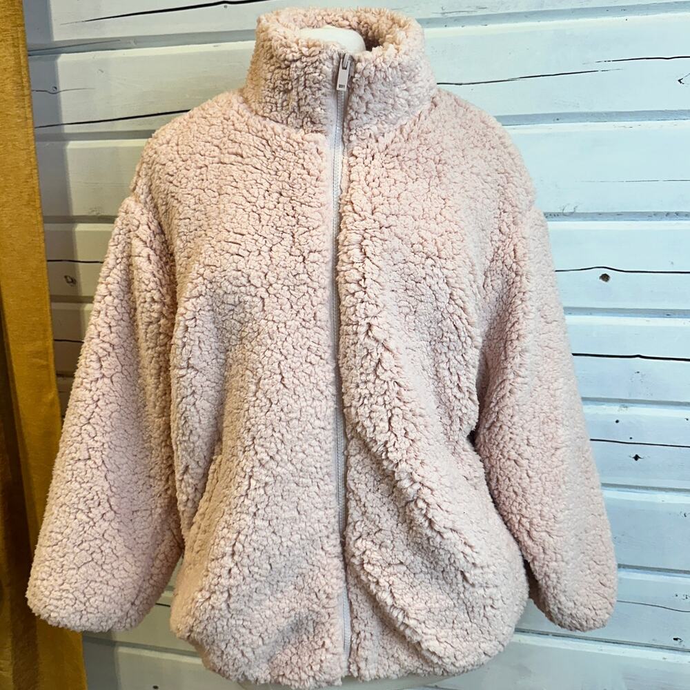 Nine West Zip Up Teddy Jacket Women’s 0X Plus Pink NWT